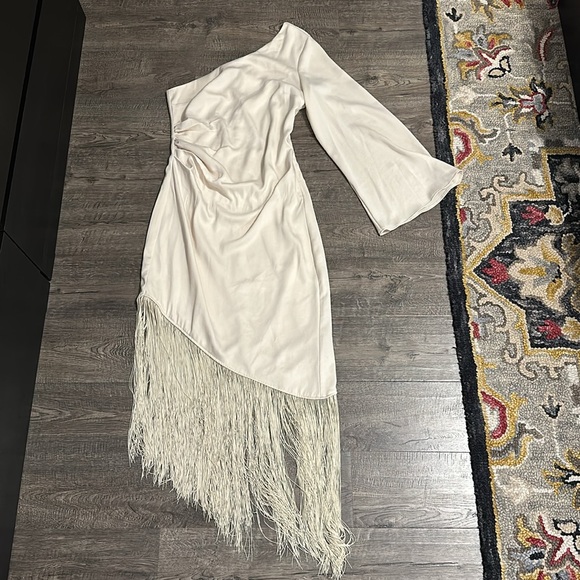 H&M One-Shoulder Dress with Fringe Trim - Picture 4 of 5